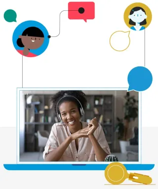 A learner smiling during a live online lesson